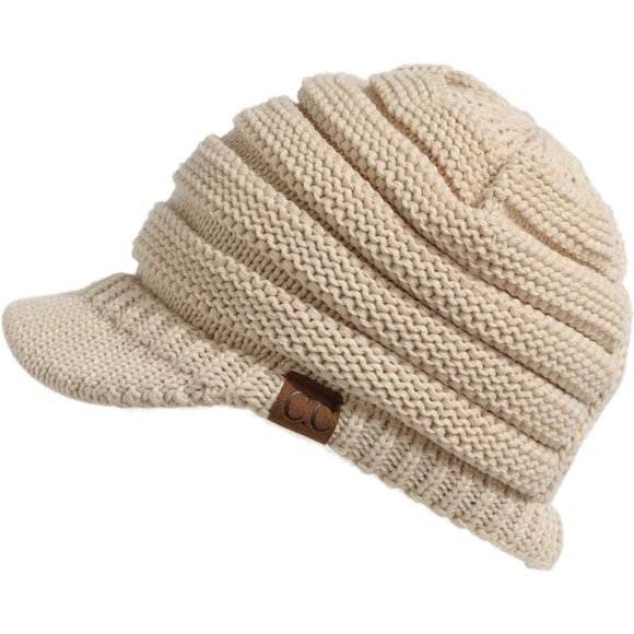 Hatsandscarf Exclusives Women\'s Ribbed Knit Hat with Brim